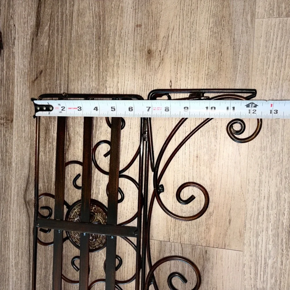 3pc Bronze Ornate Wrought Iron Bath Wall Decor Set Towel Bar Double Hook Shelf